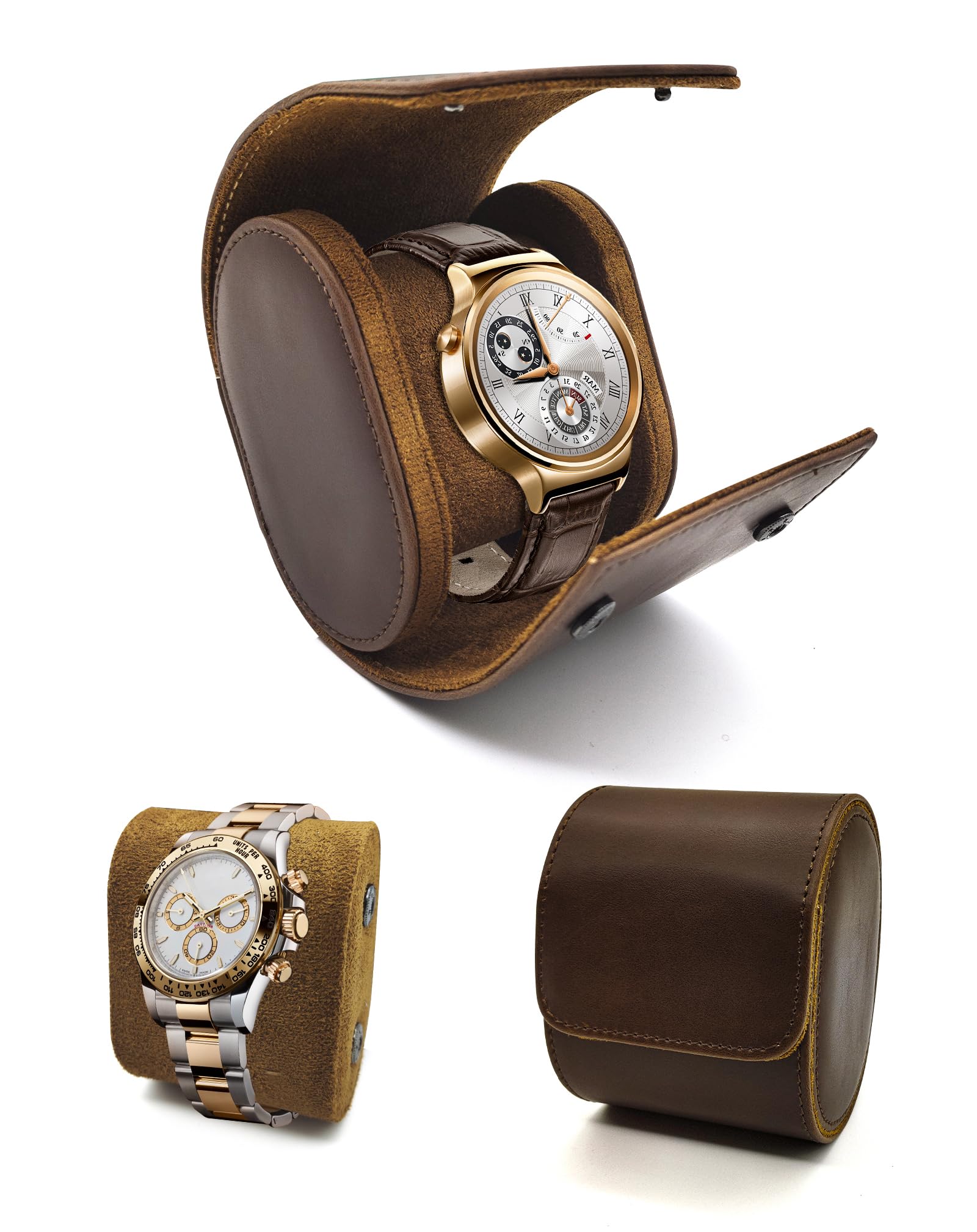 

Кейс для часов TINGSING из одного ПУ-кожи, идеально подходит для деловых поездок и в качестве стильного подарка, Коричневый, Замша, Портативный, Для путешествий,