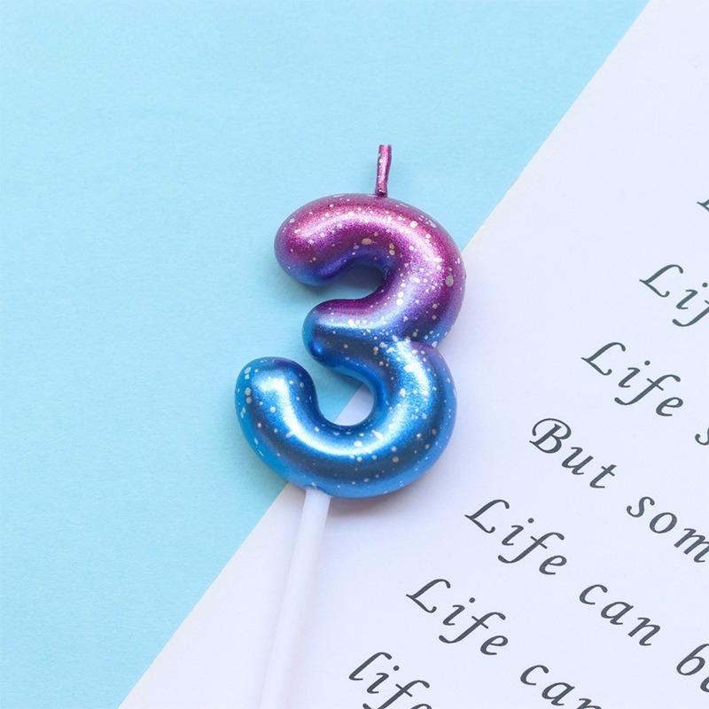 Happy Birthday Cake Decorated Interstellar Digital Colorful Candle Children's Delicate Candy Color 0-9 Number Candle Party Decor