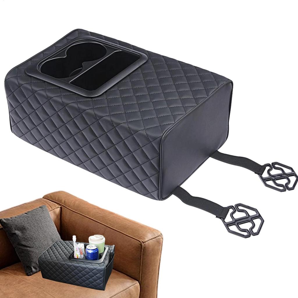 Armrest box booster pad Universal Rear Seat Armrest Console Box with Cup Holders Backseat Center Console with Double Pockets