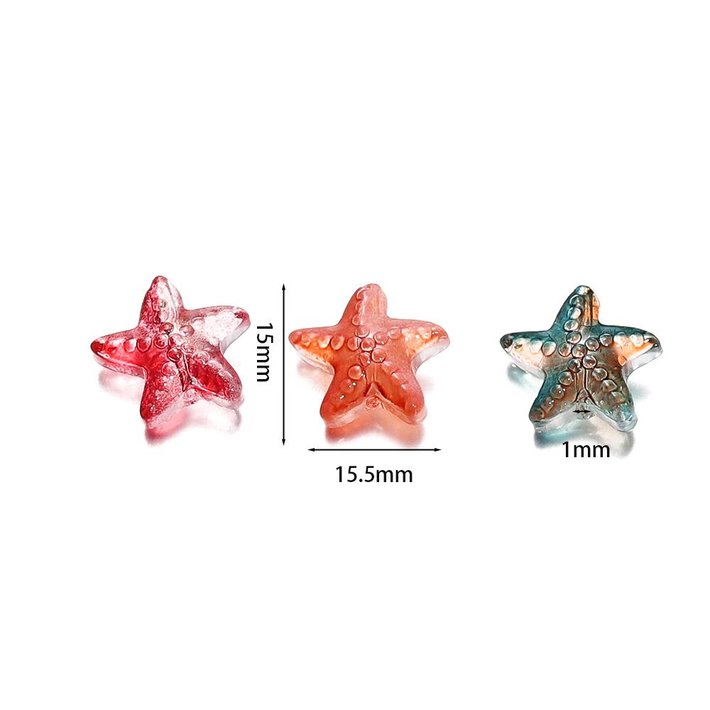 10/20Pcs/Lot 15*15.5mm Glass Starfish Shape Charm Small Loose Beads for DIY Jewelry Making Earrings Bracelet Wholesale