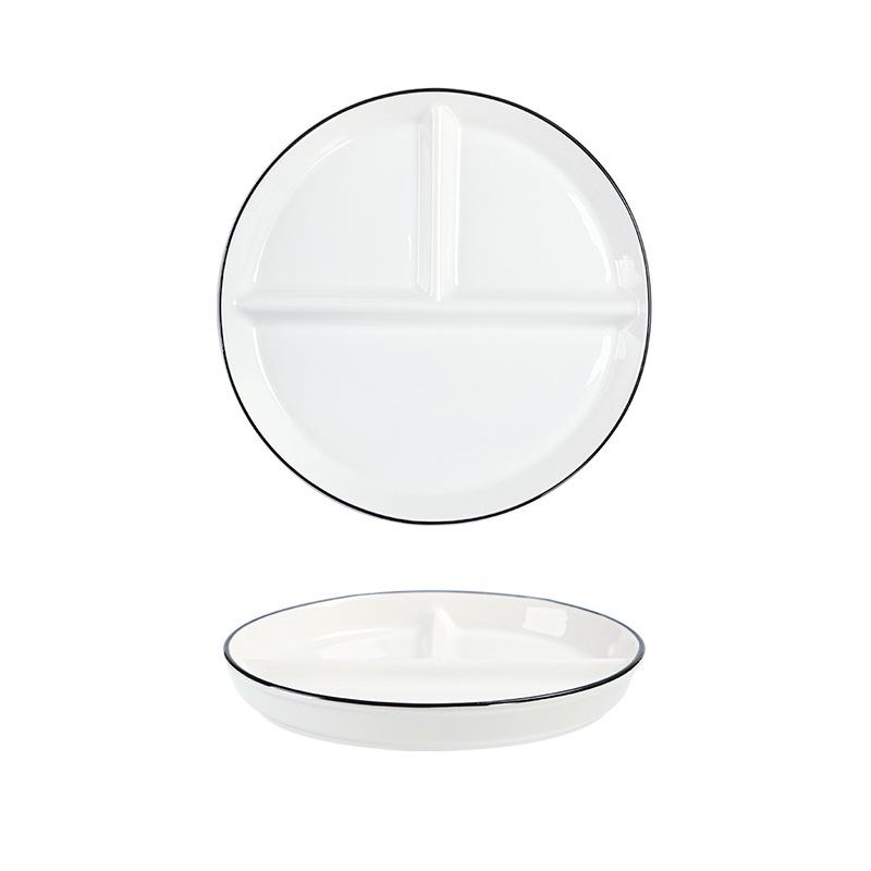 Portion Control Ceramic Plate: Round 3-Compartment, Square 5-Compartment for Diet & Kids' Meals