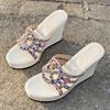 European Rhinestone Platform Wedge Slippers Women's 2026 Summer New Beach Sandals