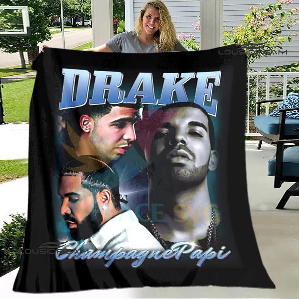 Rapper Drake Coperte Stampate 3D Calda Coperta in Flanella Morbida e Accogliente Coperte da Viaggio Fodere per Letto Regalo di Compleanno
