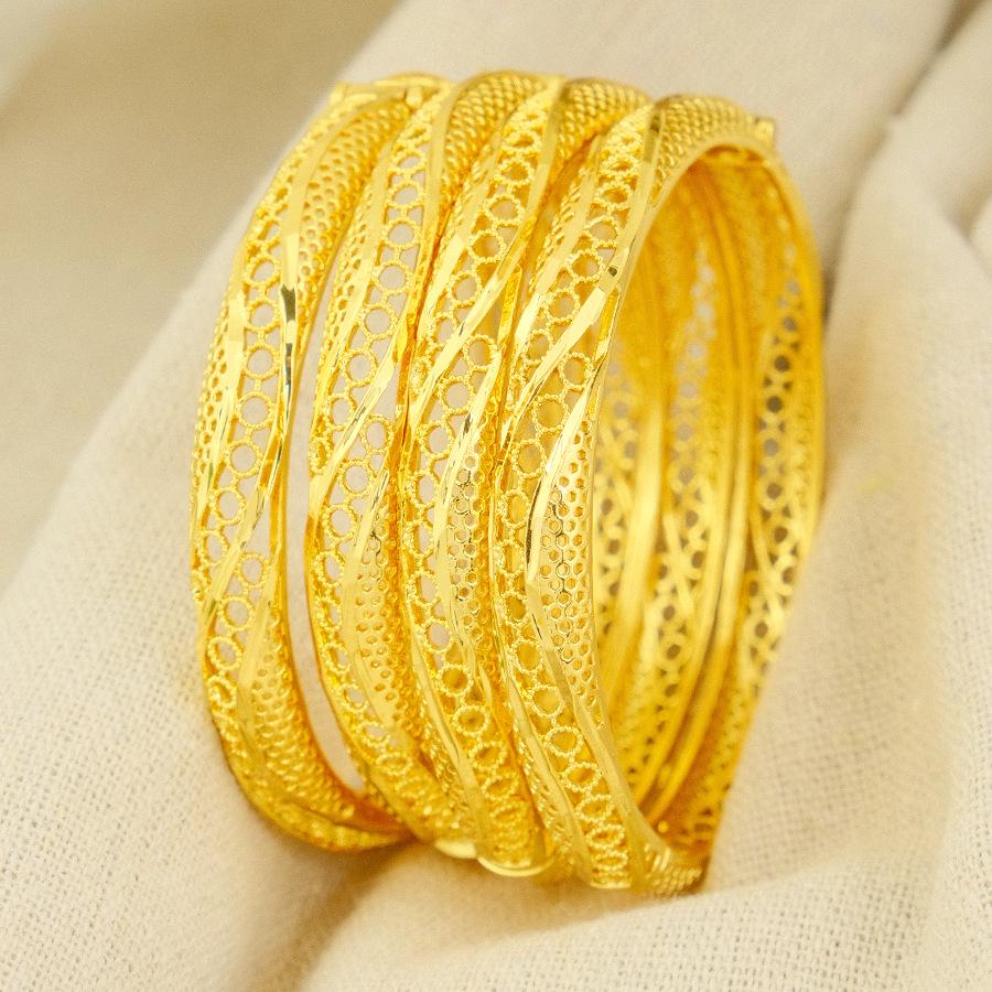Dubai Openwork Moon Embroidery Bangle - Middle East, African, and Ethiopian Bridal Jewelry