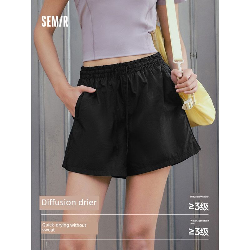 

Senma Casual Pants Women s Cool Feeling Shorts Loose Track Pants Summer 2025 New Black Pants Split Quick-Dry Pants Ice Blue 80921 155/62A/S
