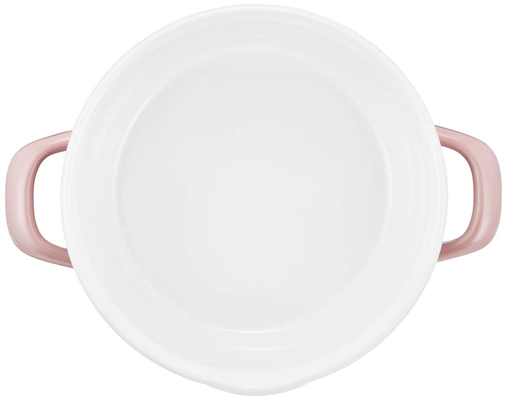 Fuji Enamel Double Handed Pot Casserole 18cm Ash Pink IH Compatible Enamel Cotton Series CTN-18W.AP