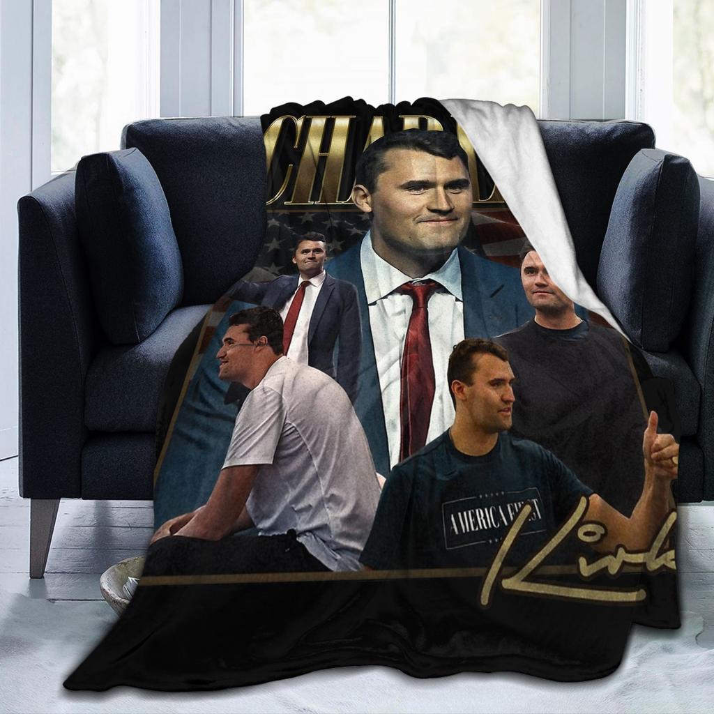 Charlie Kirk Bootleg Blankets Flannel Summer Breathable Warm Throw Blanket for Sofa Bedroom Bedspread