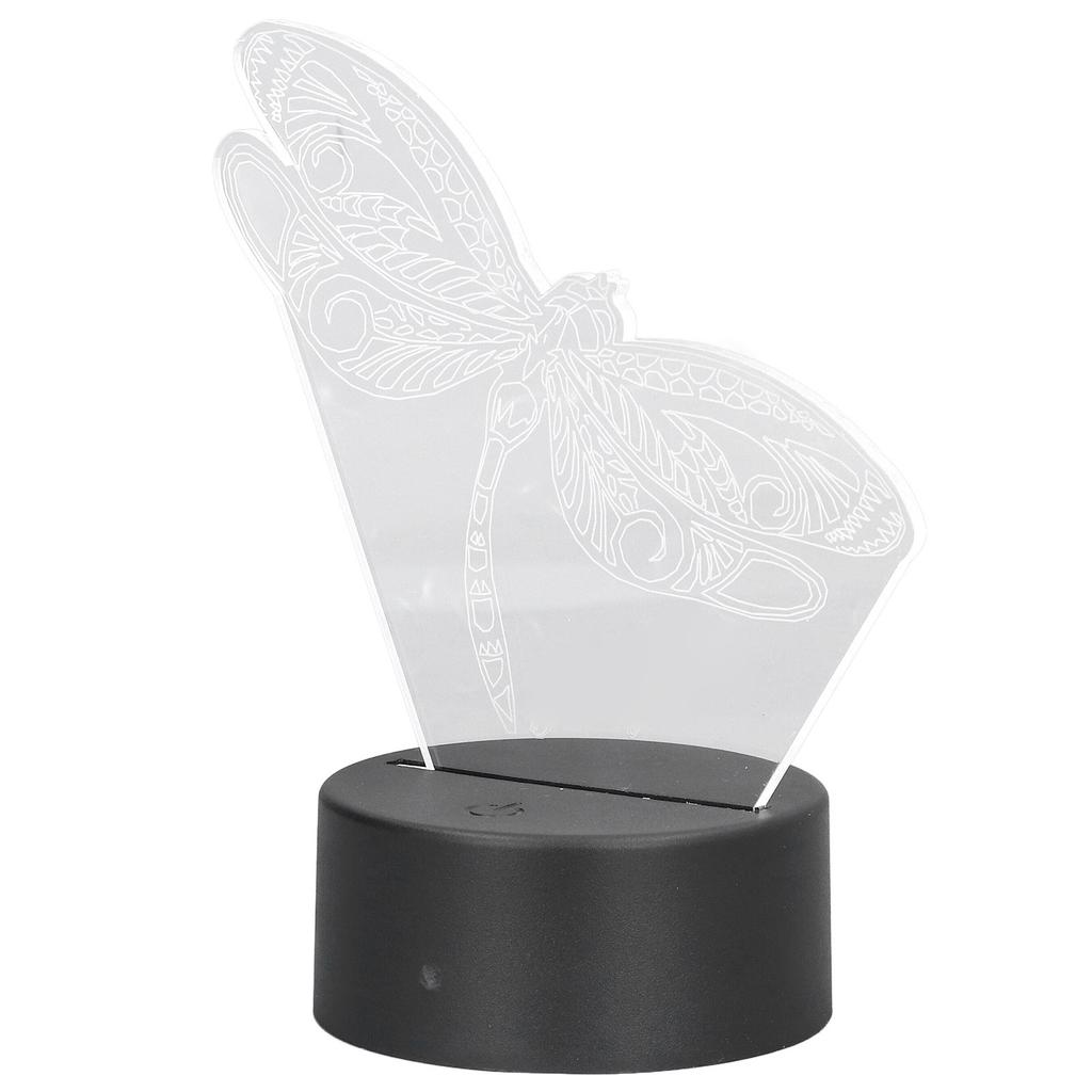 Dragonfly Pattern 3D Light 7 Color Changing LED Night Light USB Battery Powered 3D Decorative Lamp