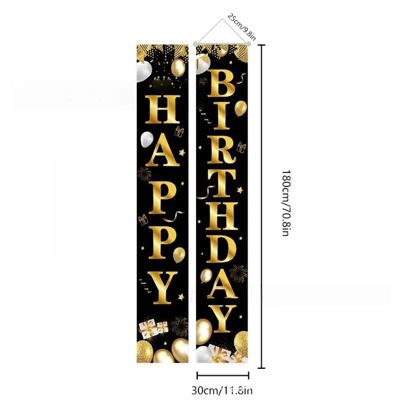 

Баннер на дверь на день рождения 1 пара полиэстер сезонный декор для прихожей комнаты сада для помещений и улицы украшения для вечеринки черный золото