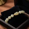 Square Sugar Lotus Hotan Bracelet Apricot Elastic Wristband Hetan Jasper Bracelet  Anniversary