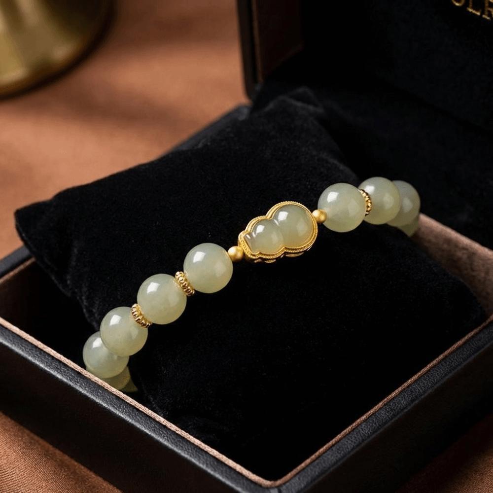 Square Sugar Lotus Hotan Bracelet Apricot Elastic Wristband Hetan Jasper Bracelet  Anniversary