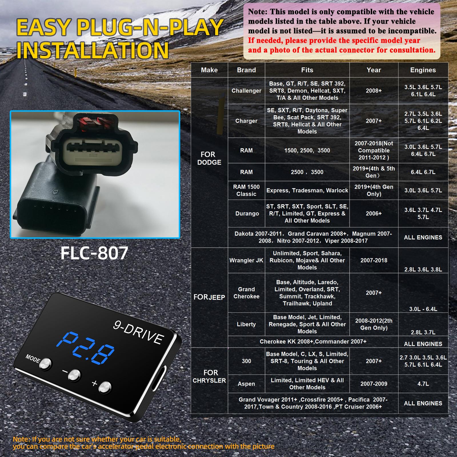 Car Electronic Throttle Controller Accelerator Tuning For Car 9 Drives 5 Modes Racing Accelerator Potent Booster For All Cars FLC-807