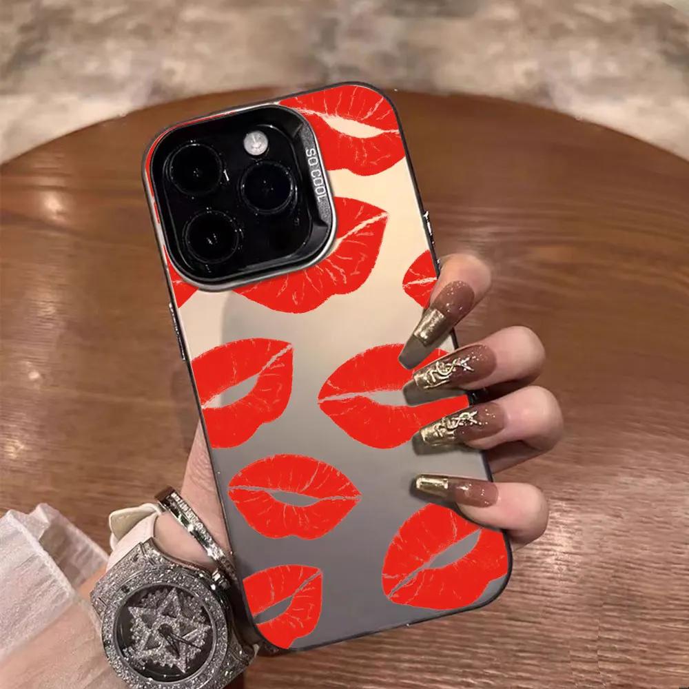 For Motorola Moto G84 G34 G04 G04S G24 G14 G53 G22 G13 G23 G10 G20 G30 E32 E22 E22i Luxury Red Lips Pattern IMD Phone Case Cover