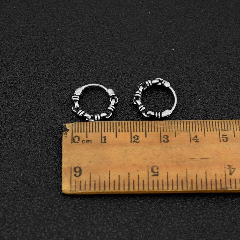 Vintage earrings gender neutral earrings rope buckle personality punk dark wind titanium steel earrings hip hop trend couple