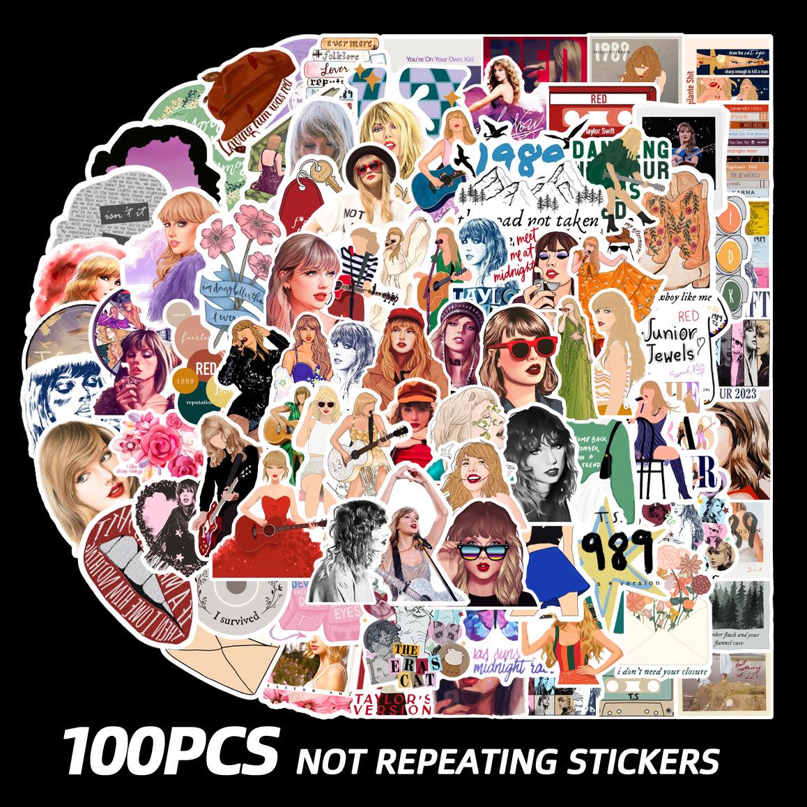 100 Sheets Taylor Swift Graffiti Stickers for Guitar and Luggage 50 unique stickers