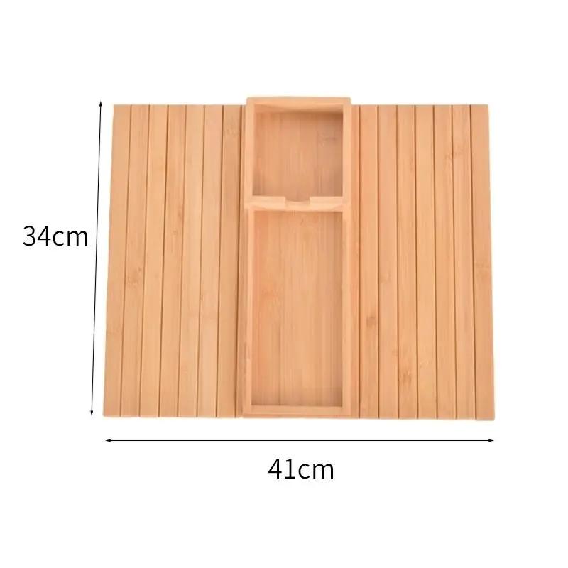 Bamboo Sofa Armrest Folding Tray with Coffee Cup Holder Food Tray Stable Multiple Styles Portable for Sofa Storage Decor Tray