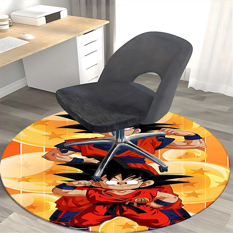 1pc Dragon Ball Z Goku & Vegeta Round Carpet - Anime Cartoon Design Chair Mat, Non-Slip Rug for Office, Home Decor, Living Room