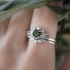 Luxury New Floral Ring, Silver Inlaid with Green Zircon Branch Crown Ring for Women