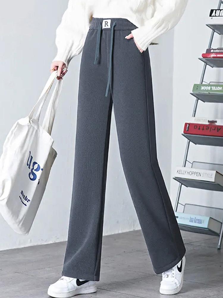 

Autumn-Winter Chenille Wide-Leg Plus-Size Velvet Trousers for Women 2XL 120-135 lbs