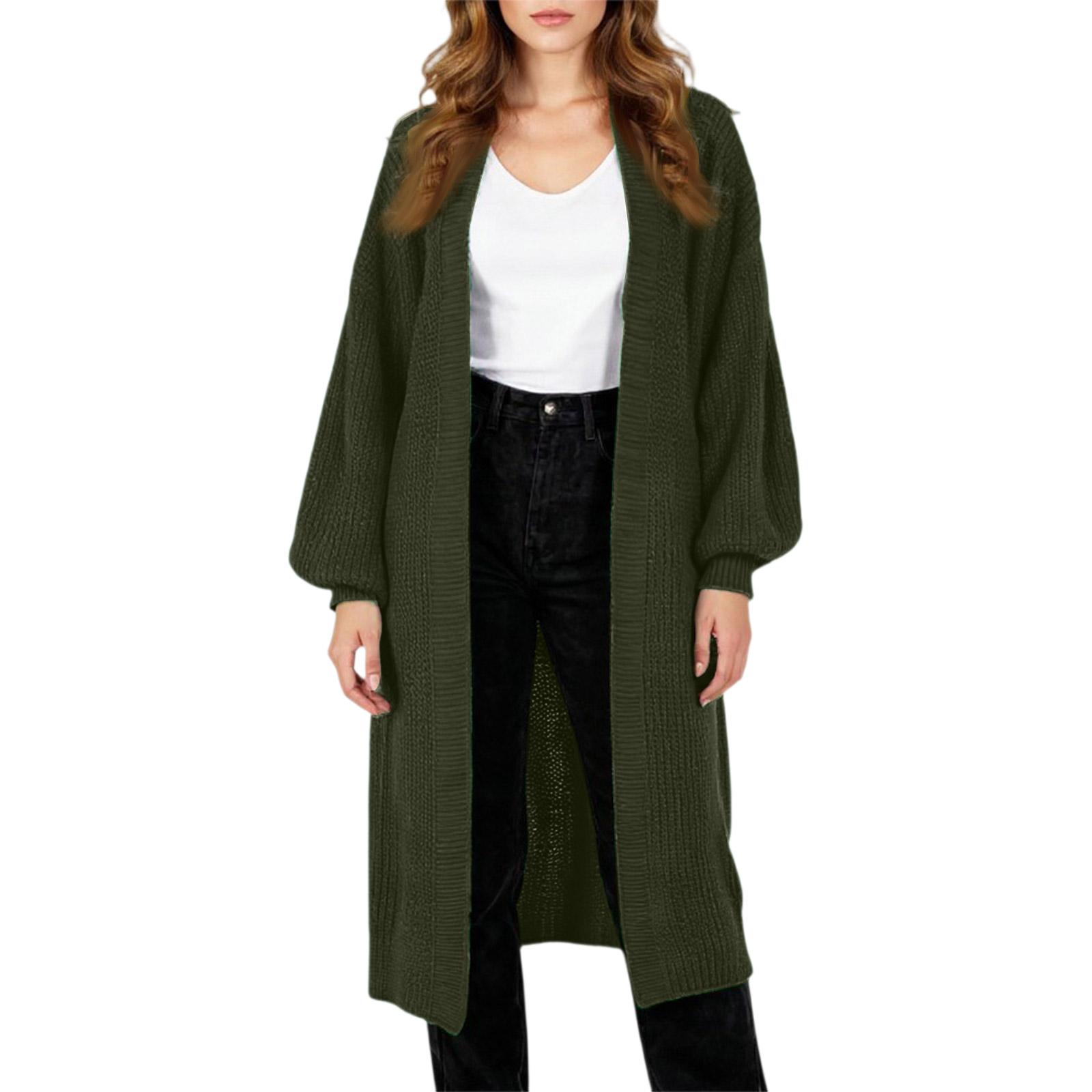 Fashionable Women s Long Knitted Sweater Cross-border  Winter Knitted Jacket L армия зеленый