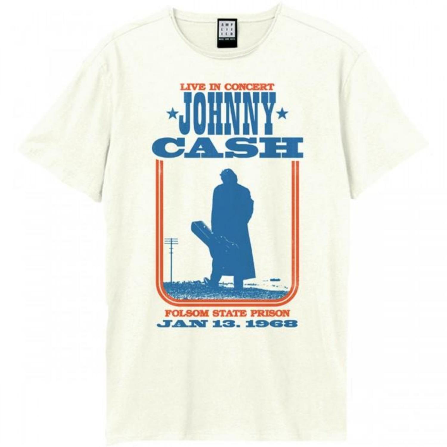 Amplified Unisex Adult Man In Black At Folsom Johnny Cash T-Shirt S