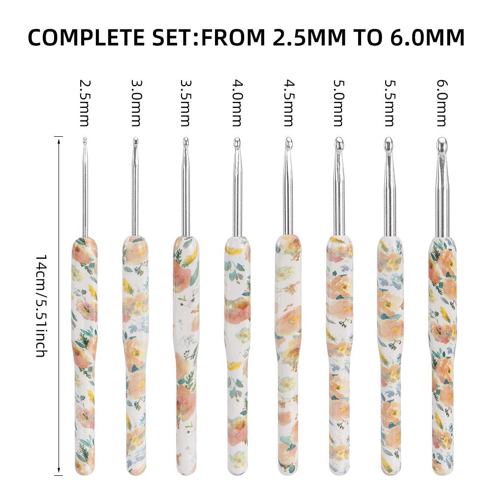 8pcs Flower Color Crochet Hooks Tool Set, MultiColor Ergonomic Design Knitting Needle Hooks, Ideal for Weaving Sweater, Scarf