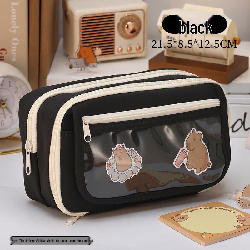 

Прозрачный пенал большой вместимости с капибарой, устойчивый к пятнам, для учеников средней и старшей школы