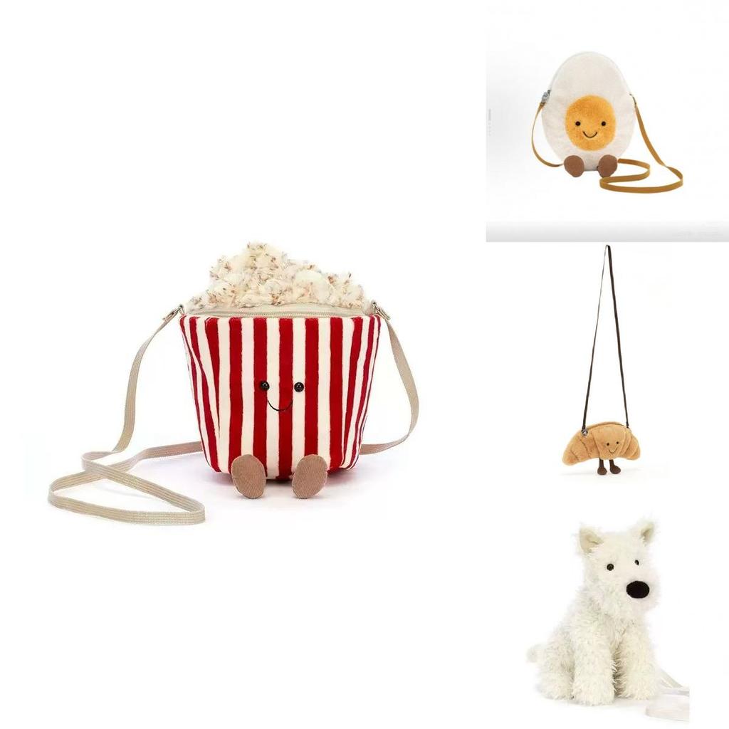 Croissant Plush Bag With Zipper For Women And Teens