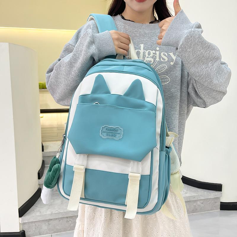 Three-piece Backpack Set Cat Ears Female Large Capacity School Bag Student Backpack