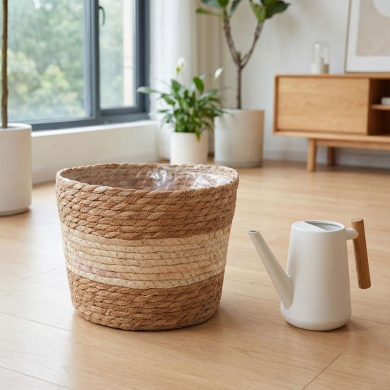 Flowerpot Leak-Proof Mess-Free Hand-Woven Plant Pot Wet Soil Resistant Planter Multipurpose Garden Storage Basket