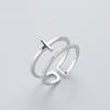 Retro Minimalist Double Layer Moon Star Cross Zircon Adjustable Open Ring for Women Personality Jewelry