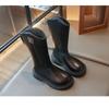 Girls' Flannel Two Cotton High Top Boots Autumn and Winter New Item Little Girls' Knight Boots Korean Version Medium and Large Children's Cotton Boots