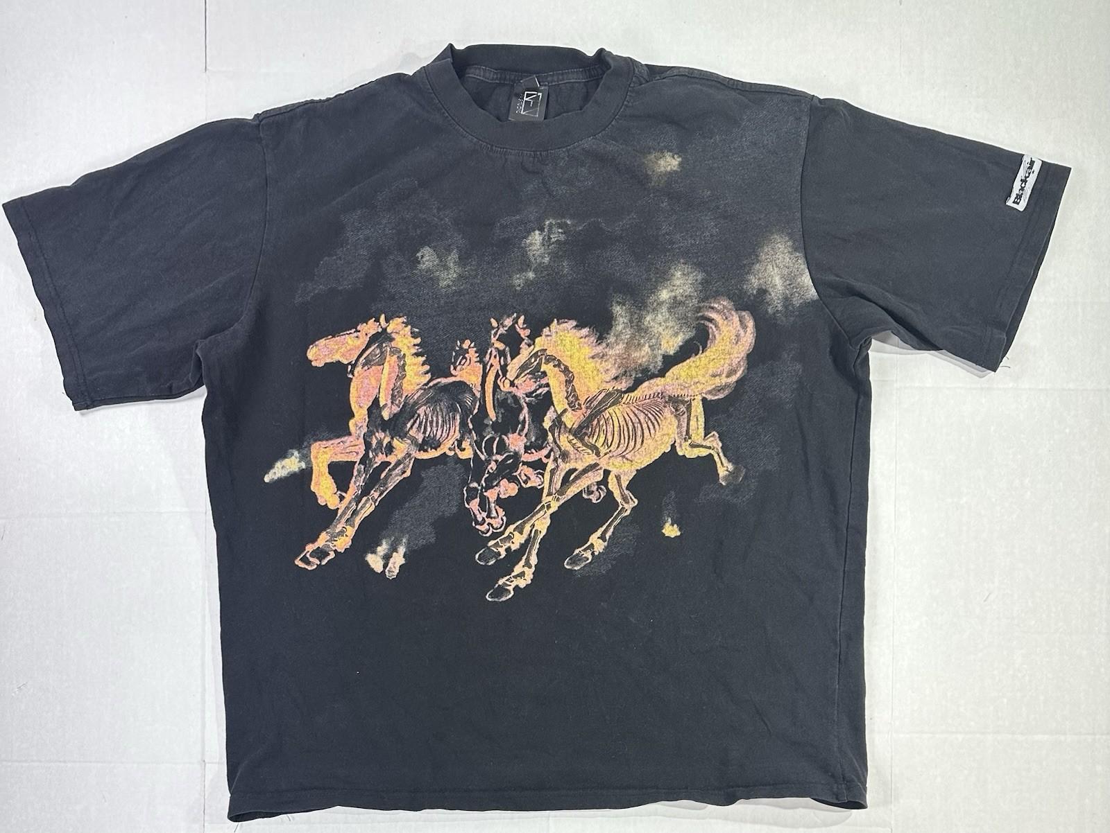 Черная мужская футболка с графическим принтом Скелеты Лошадей M Streetwear Готическая футболка Унисекс XXXXL