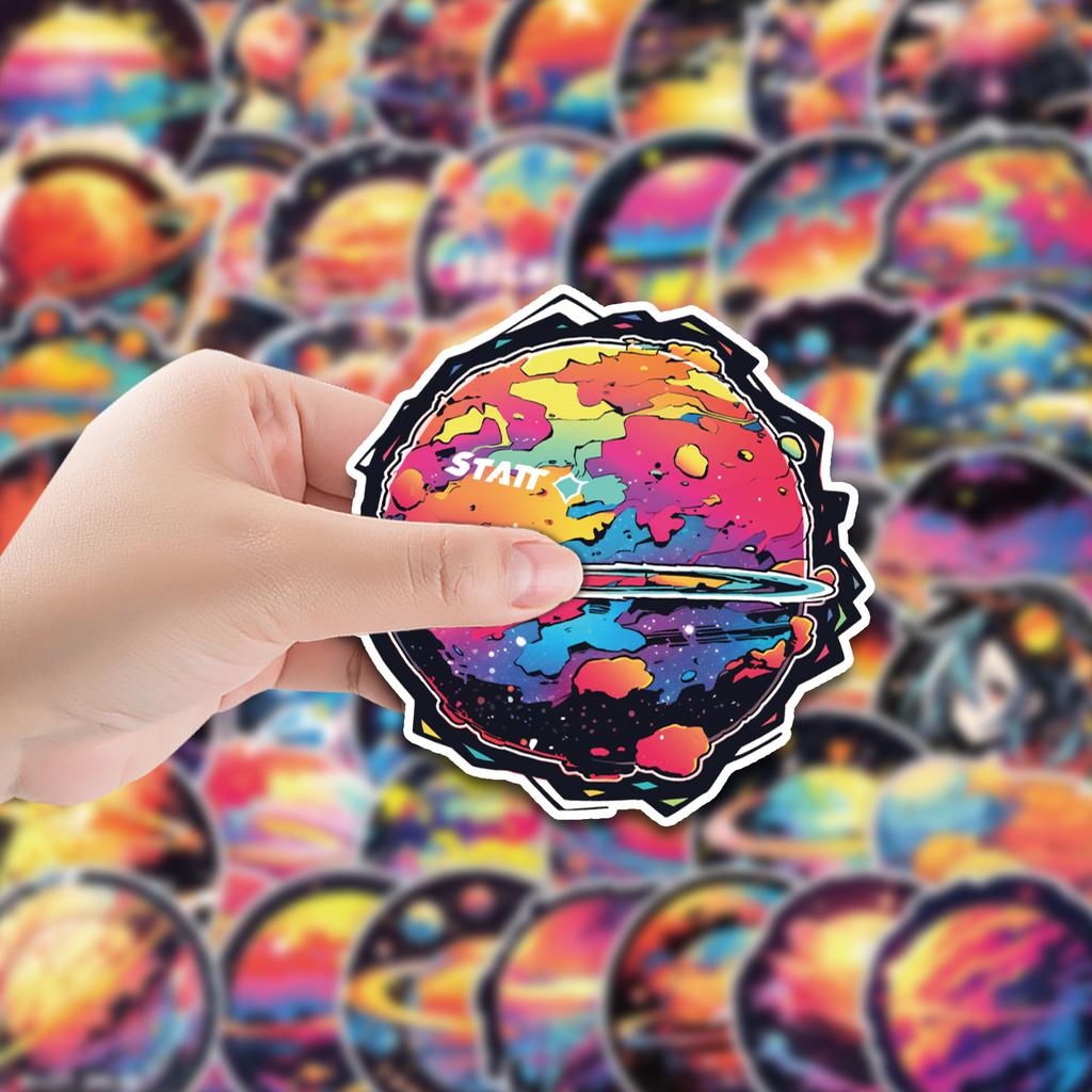 50 Colorful Galaxy Graffiti Stickers Skateboard Suitcase Mobile Phone Decoration Stickers Waterproof Creative Children's Stickers