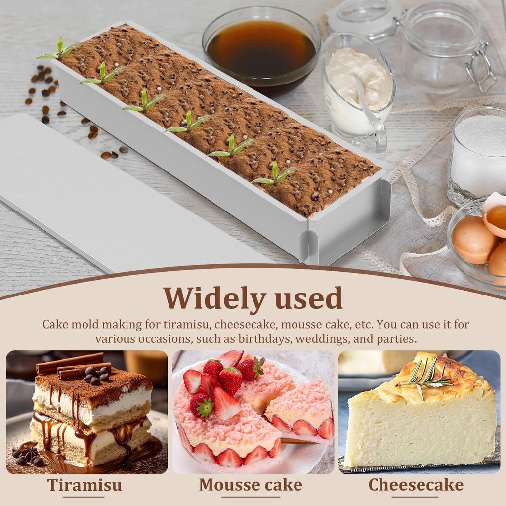 Stainless steel/acrylic tiramisu mold with lid non stick cheesecake pot rectangular cake pot detachable side panel