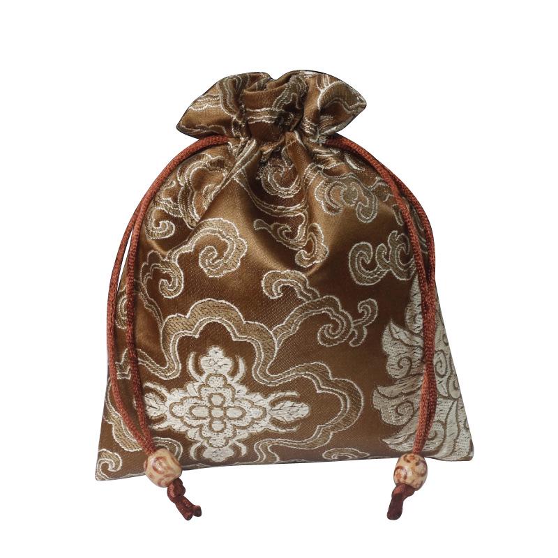 Silk Satin Jewelry Drawstring Bag - Small Brocade Storage Pouch