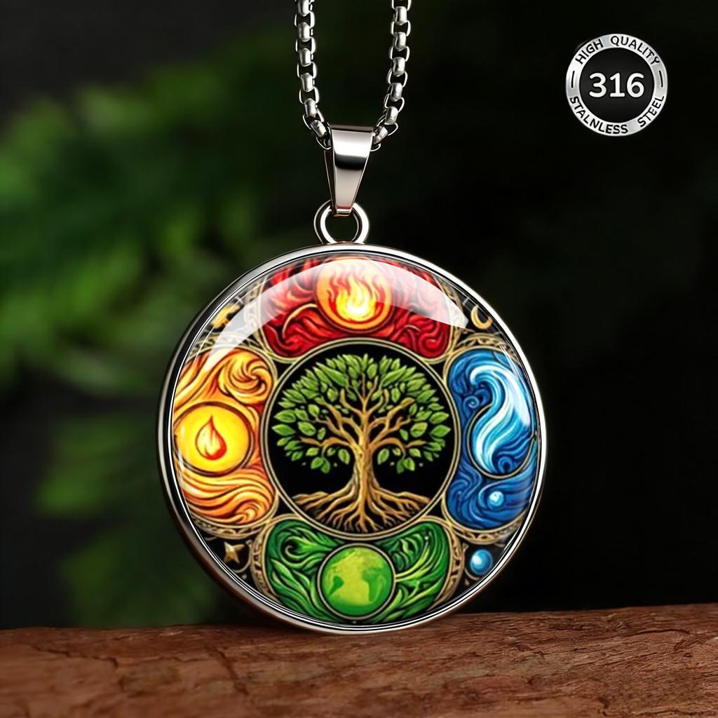 Flame Tree Ring of Life Totem Men's Trendy Jewelry Pendant Fashion Necklace Pendant