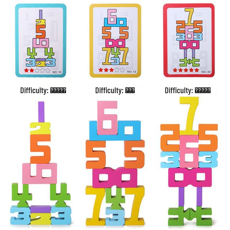 Montessori 3D Wooden Number Stacking Blocks - Educational Toy for Early Learning