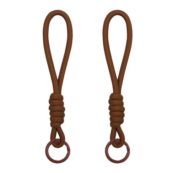 2Pcs Braided Rope Pendant Lightweight High-Elastic Keychain Holder with Reinforced Knot Design Macaron Color Mobile Phone Case Lanyard