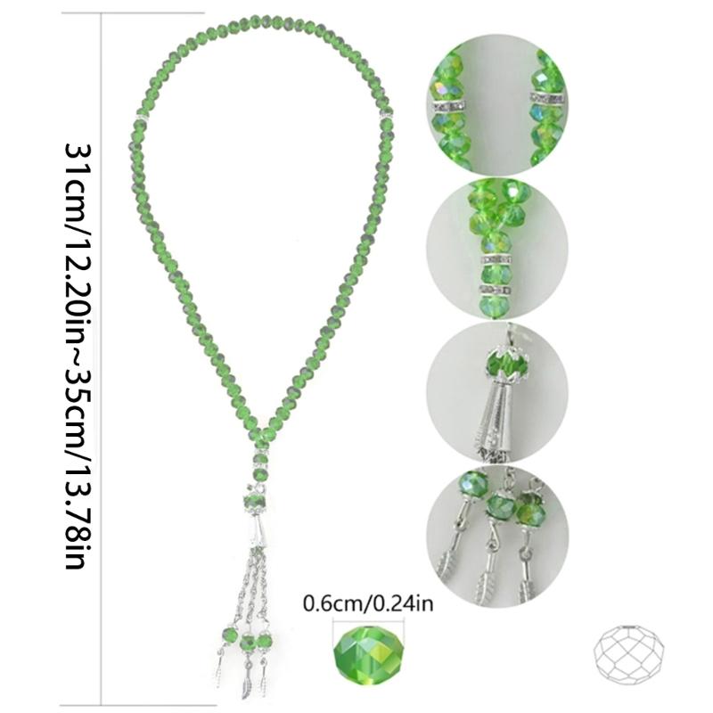 Crystal Tasbih Prayer Bead  Muhammad Islamic Prayer Rosary Beads Muslim Islam 99 Prayer Beads Necklace Foldable