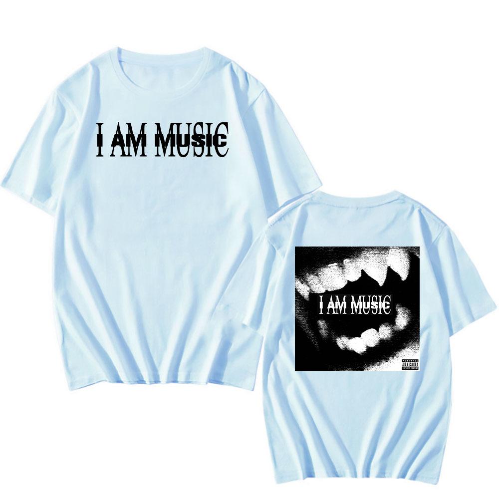T-shirts de Algodão de Verão Eu Sou Música Estampa Camiseta Manga Curta Gola O para Homens Mulheres Grunge Hip Hop Tops