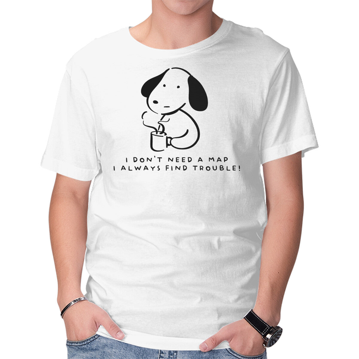Unisex Crew Neck T-Shirt I Don t Need A Map Graphic Short Sleeve Casual Tee XXL