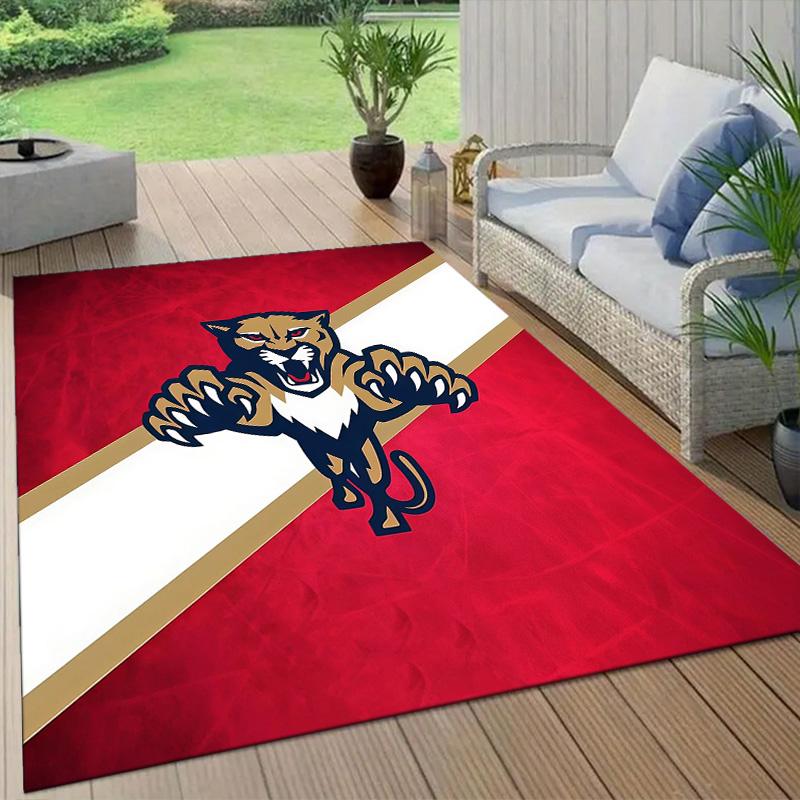 Florida Panthers2 Flannel Pattern Square Carpet,Area Rug,Carpet Rug for Living Room Bedroom Sofa Playroom Decor,Non-slip Floor Mat