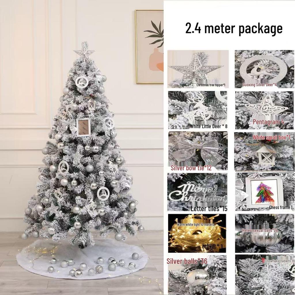 Luxury Flocked Snow Christmas Tree with Ornaments for Home Décor