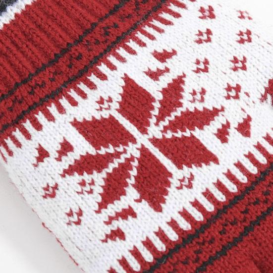 1 Pair Christmas Snowflake Knitted Gloves Men Women Touch Screen Winter Warm Thick Fleece Gloves Outdoor Cycling Cold Weather Thermal Gloves