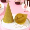Toyvian Kids Glitter Cone Party Hats for Birthday Party Decorations - 12 Pcs Golden Cone Hats for Toddlers and Adults