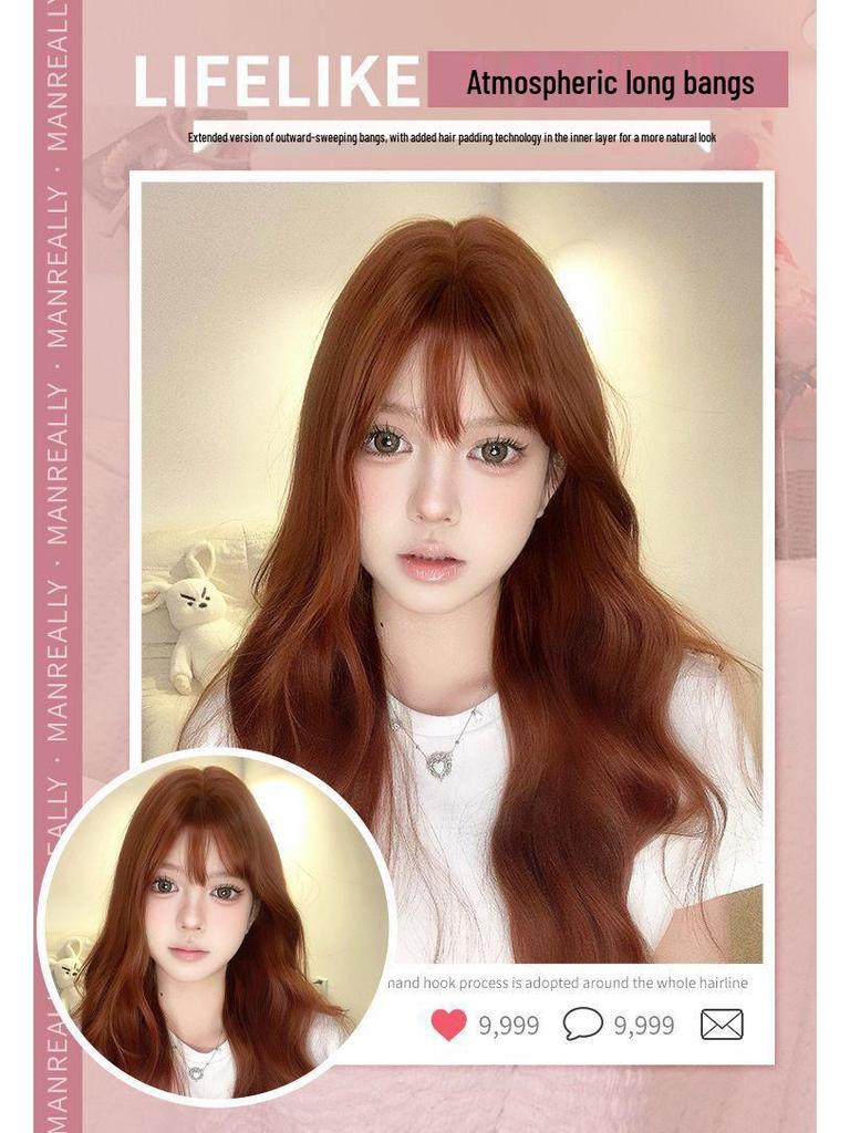 Retro Elegant Orange Wavy Wig - Age-Defying, Natural & Face-Framing Full Head Cover