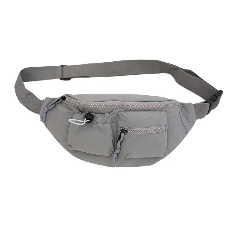 Zipová jednobarevná nylonová crossbody taška dojíždějící ležérní taška na prsa měkká jednoduchá multifunkční ledvinka