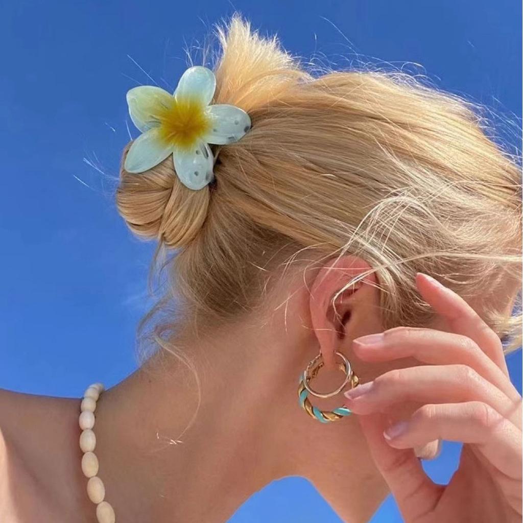 2pcs Frangipani Grasp The Temperament Hairpin Travel Photography Advanced Atmosphere Clip Headband