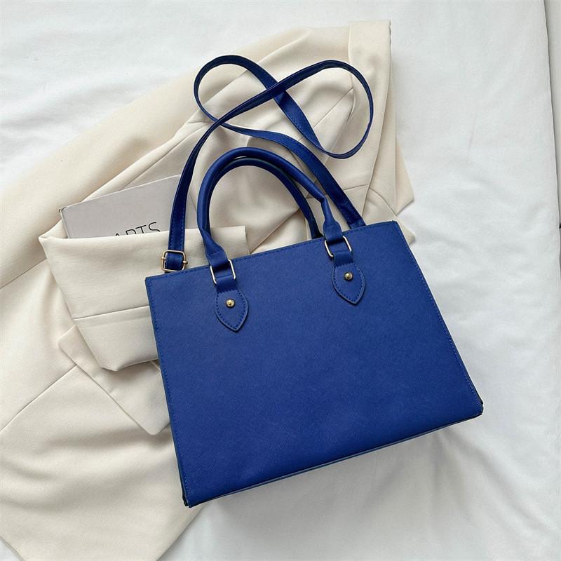Chic Minimalist Handbag For Everyday Use In Black White Brown And Blue Color Options синий